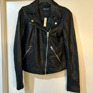 XS Madewell Women’s Washed Leather Jacket in Black